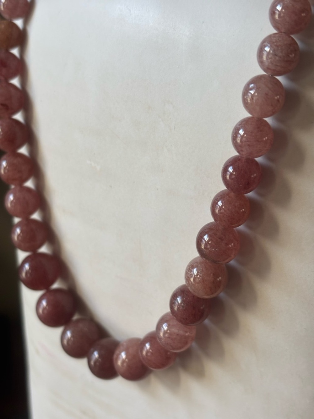 Jay King DTR Strawberry Quartz Beaded Necklace 19-22” Sterling Silver